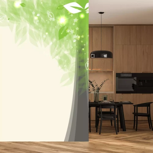 Sticker Zusammenfassung futuristischen Karte stilisierter Baum mit grünen Blattwerk