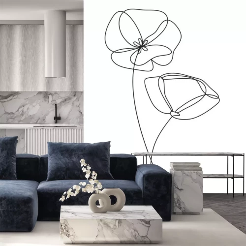 Sticker Schwarz-weiße Mohnblumen