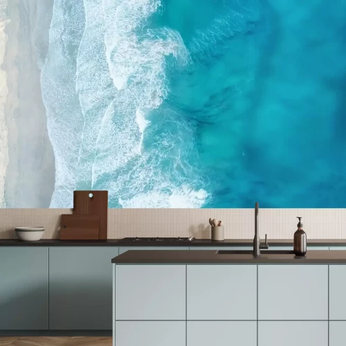 Sticker Wellen am Strand als Hintergrund. Schöner natürlicher Hintergrund zur Sommerzeit