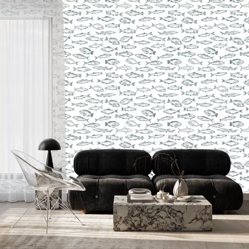 Tapete Fisch auf weißem Hintergrund