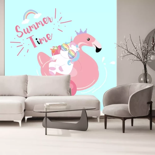 Sticker Flamingo und Einhorn im Urlaub