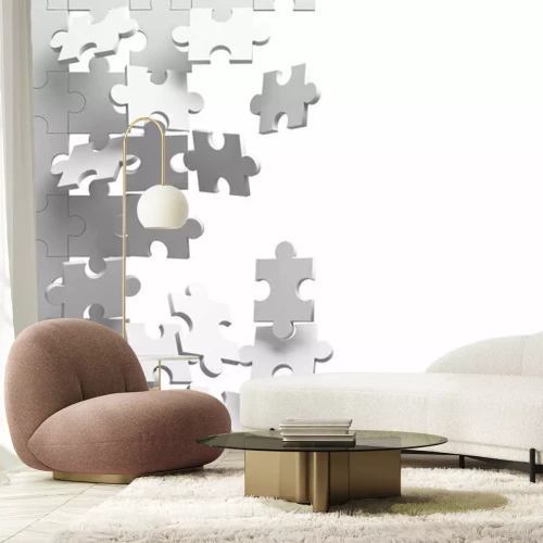 Sticker 3d Halbkonstruktion mit weißen Puzzles