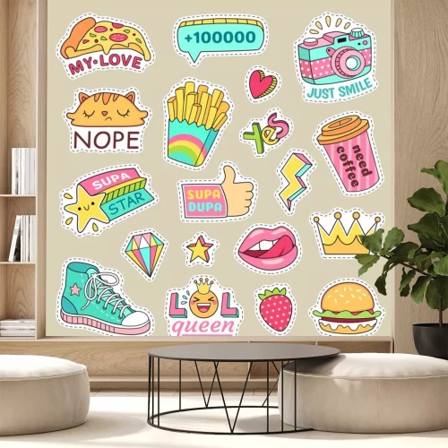 Sticker Cartoon-Grafiken für Jugendliche in lebhafter Farbgebung