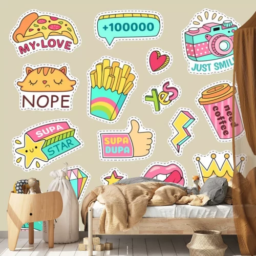 Sticker Cartoon-Grafiken für Jugendliche in lebhafter Farbgebung