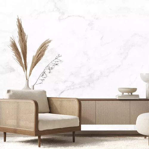 Fototapete Schneeweißer Marmor mit grauem Muster
