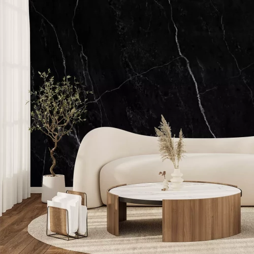 Fototapete Schwarzer Marmor mit weißen Adern