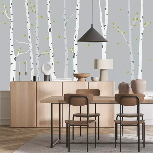 Fototapete Birken-Silhouette-Hintergrund