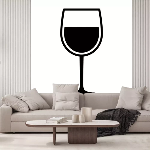 Sticker Glas gefüllt mit Wein minimalistische Grafik