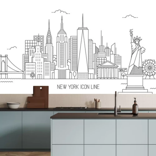Sticker New York Skyline Linie Kunststil