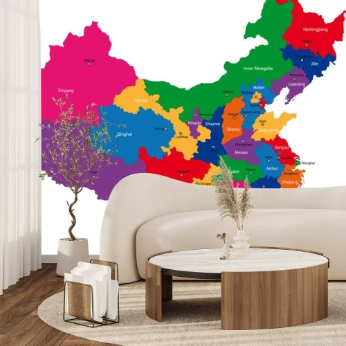 Sticker Bunte administrativen Abteilungen von China mit Hauptstädte