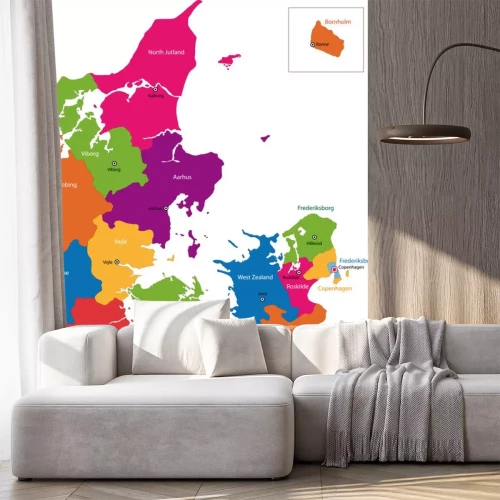 Sticker Karte der Stadtbezirke von Dänemark