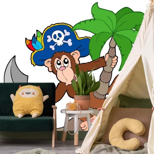 Sticker Piraten-Affe mit Palme