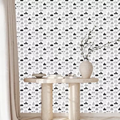 Tapete Schwarz-weißes Bergthema