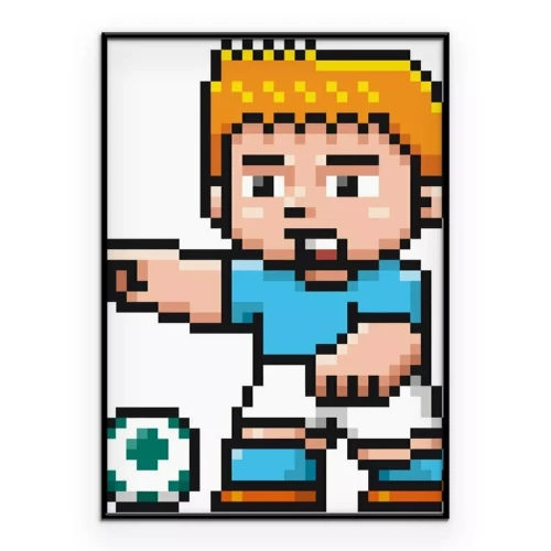 Poster Fußballspieler aus einem Pixelspiel