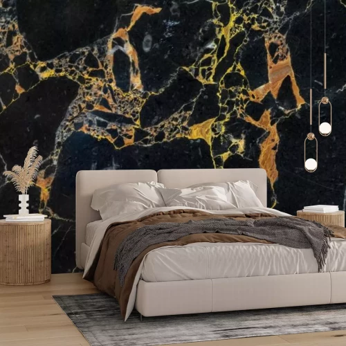 Fototapete Luxuriöses goldenes schwarzes Steinmarmormuster