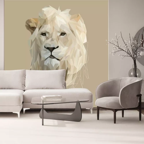 Sticker Lion Low Poly Design.  Dreieckvektorillustration.