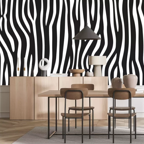 Sticker Streifen Tier Dschungel Textur Zebra Vektor schwarz weiß Druck Hintergrund nahtlose Wiederholung