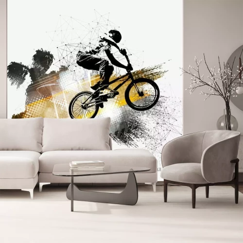 Fototapete Ein moderner abstrakter Fahrradsprung