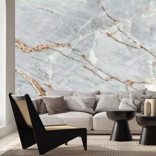 Fototapete Heller Marmor mit orangem Muster