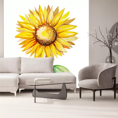 Sticker Aquarell mit einer Sonnenblume