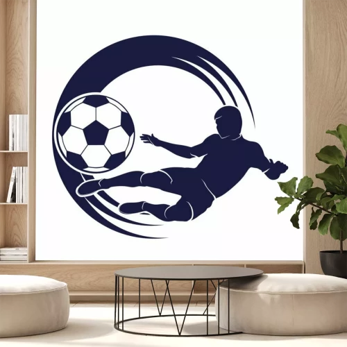 Sticker Dunkelblaue dynamische Fußballgrafik mit Spieler