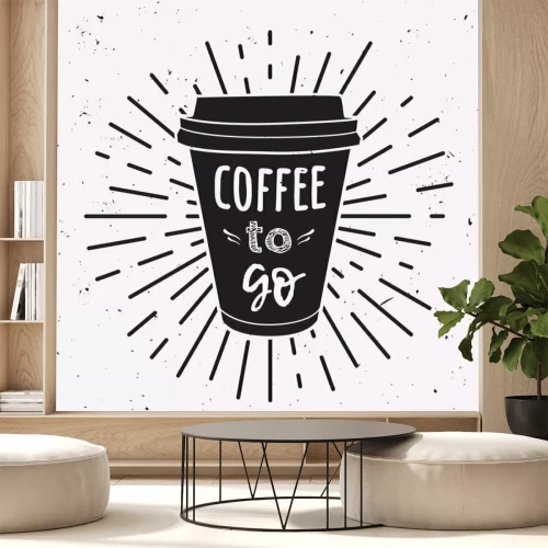 Sticker Kaffee zum Mitnehmen Becher mit Aufschrift