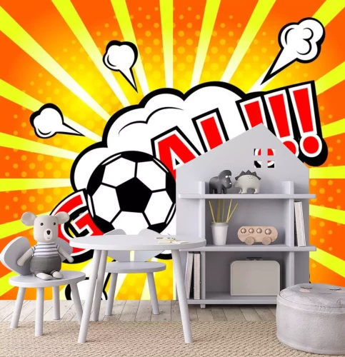 Sticker Aufschrift Goal in bunter Comic-Ästhetik