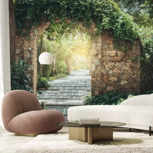 Fototapete Ein Steinbogen Bedeckt mit Vegetation