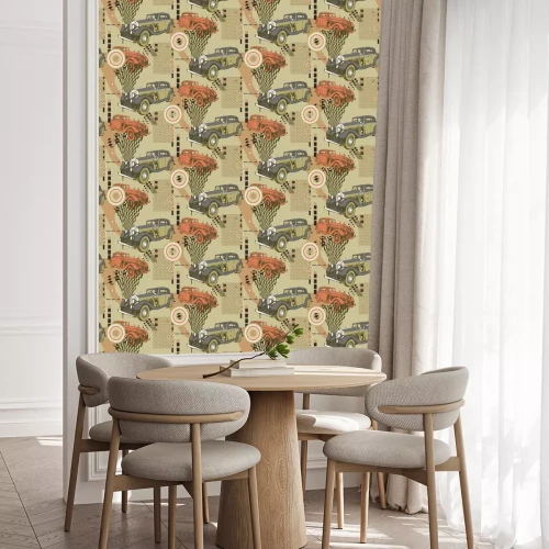 Tapete Muster des Oldtimers.  Gravierter Stil.  Vektorillustration