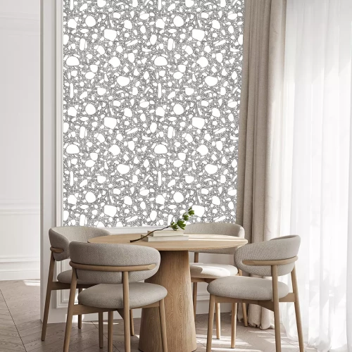 Tapete Schwarz-weißes Steinmuster