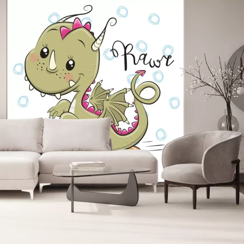 Sticker Netter Drache mit Skateboard auf einem weißen Hintergrund