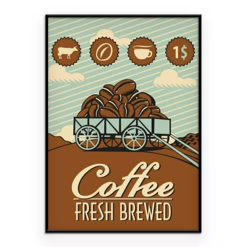 Poster Kaffeebohnen auf einem Wagen