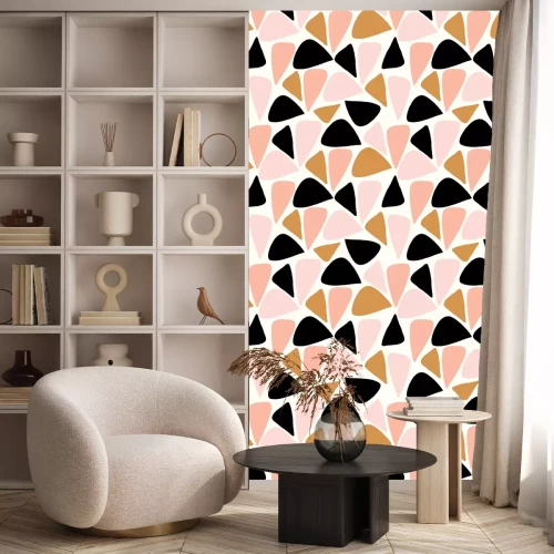 Tapete Vektor abstrakte geometrische nahtlose Wiederholungsmuster in Pink, Gold, Schwarz und Weiß