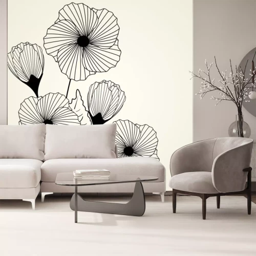 Sticker Moderne Blumen auf einem cremefarbenen Hintergrund