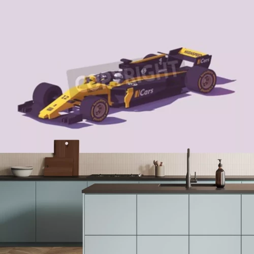 Sticker Vector niedrige Polyformel-Rennwagenillustration.