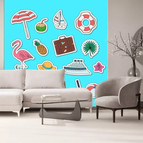 Sticker Flamingo und Reisemotive