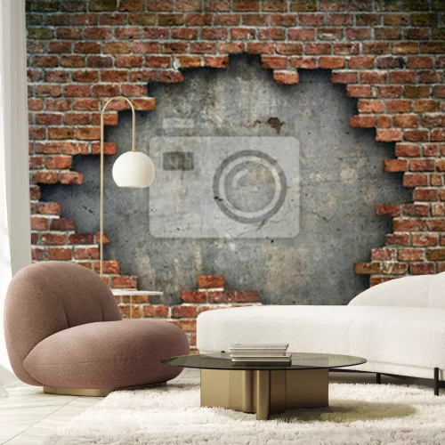 Fototapete Loch in einer Ziegelwand