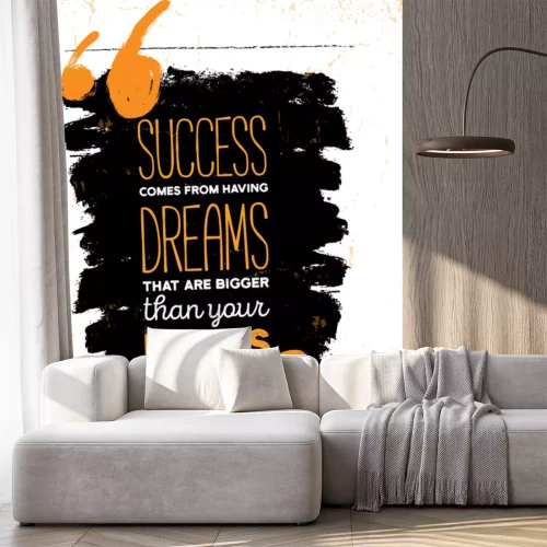 Sticker Inspirierendes Motivationszitat über Angst und Erfolg.  Vektortypografieplakat und T-Shirt Design, Bürodekor.  Beunruhigter Hintergrund