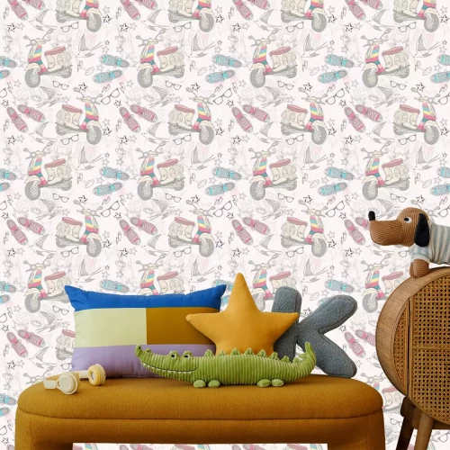 Tapete Retro-Motorroller am Hipster-Hintergrund