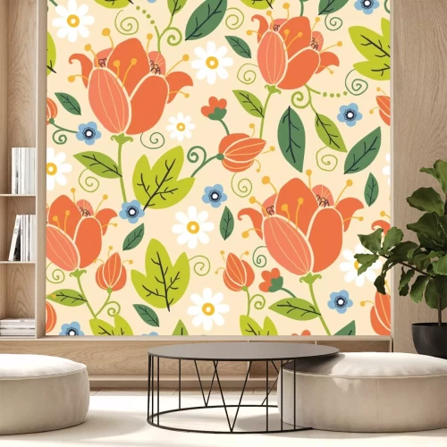 Sticker Blumen auf einem Volksmuster