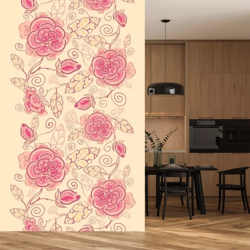 Sticker Vintage Blumen auf einem beige Hintergrund