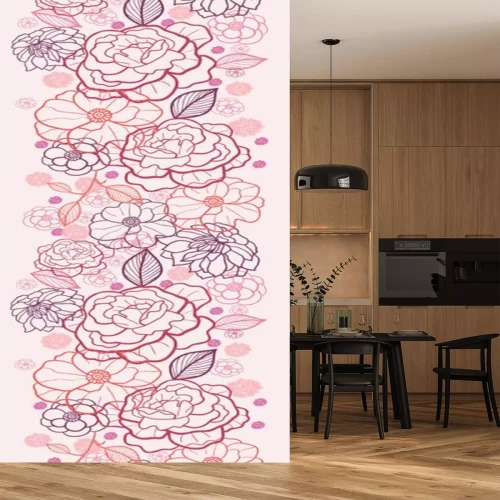 Sticker Blumen auf einer rosa Komposition