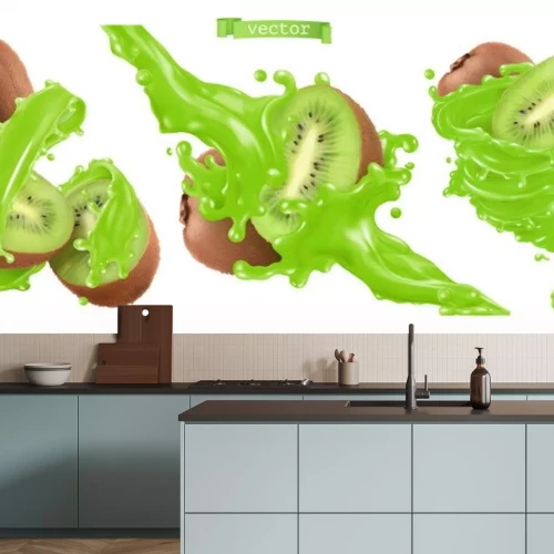 Sticker Kiwi mit grünem Saft übergossen