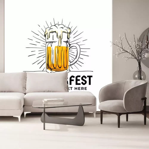 Sticker Bierkrug mit Strahlen und Aufschrift