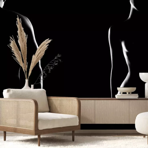 Fototapete Couple. Female and Male Nude Silhouettes