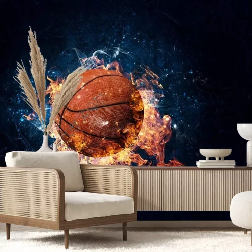 Fototapete Basketball in Flammen