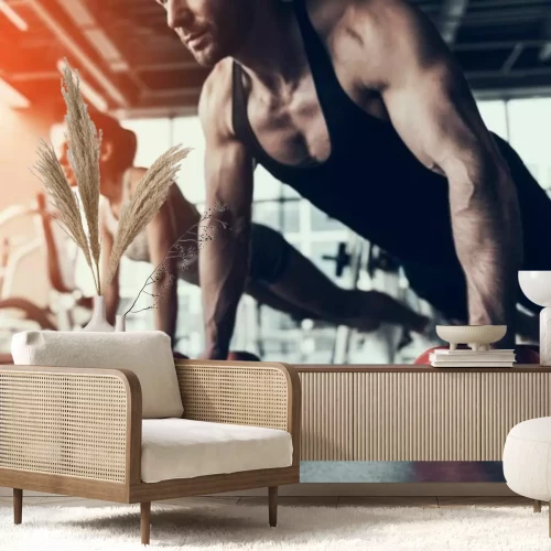 Fototapete Frau und Mann, die CrossFit trainieren