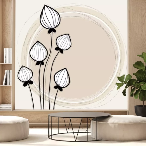 Sticker Blumenknospen auf einer minimalistischen Grafik