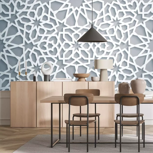 Sticker Islamic ornament vector , persian motiff . White background . Light 3d ramadan islamic round pattern elements . Geometric circular ornamental arabic symbol vector . White background .