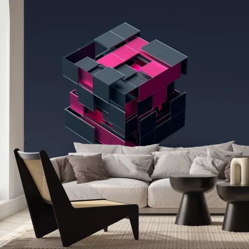 Sticker 3d-Würfel grau-rosa Design